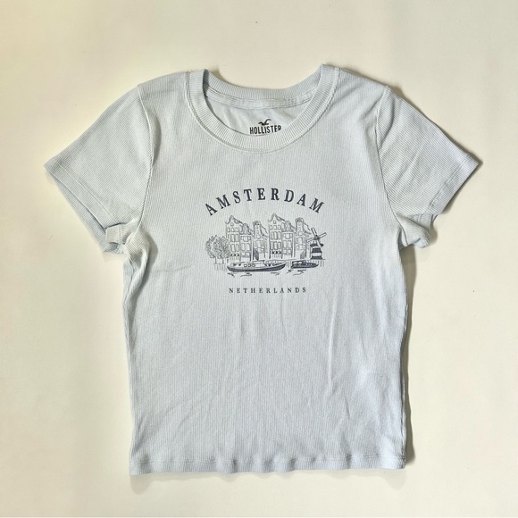 Hollister Amsterdam Light Blue Baby Tee - Picture 2 of 5